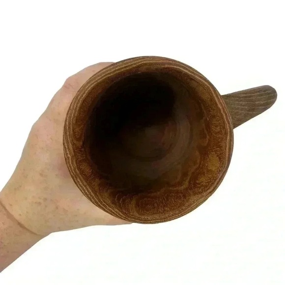 Vintage Hand Carved Wooden Mug Rustic Trinket Holder Pen Cup Knickknack Decor - Picture 7 of 11